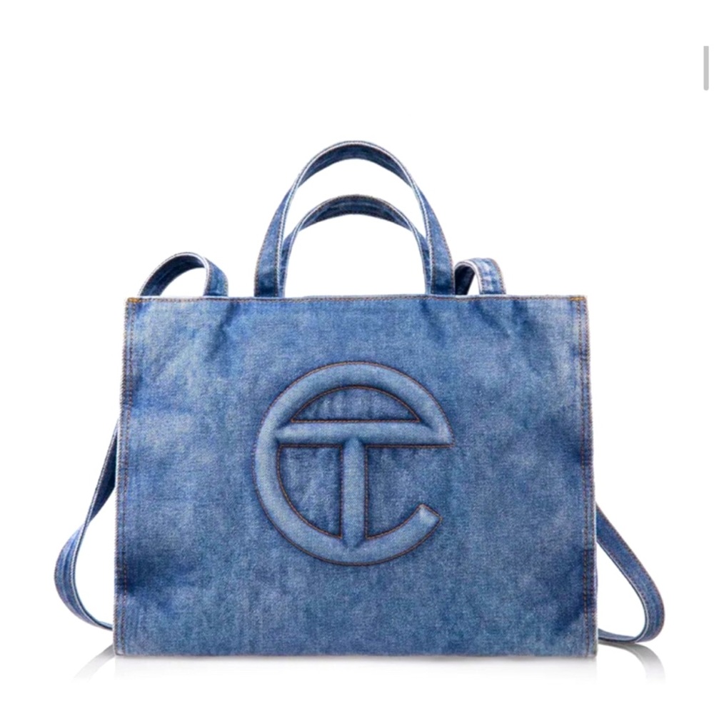 NWT Telfar Medium Denim Shopper Tote Bag - Blue